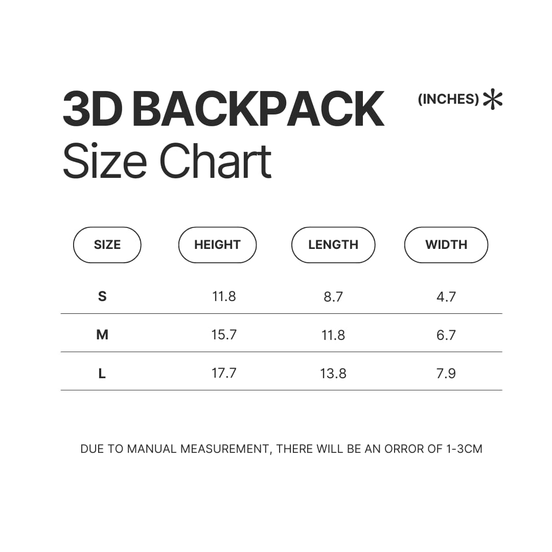 3D Backpack Size Chart - Satisfactory Merch