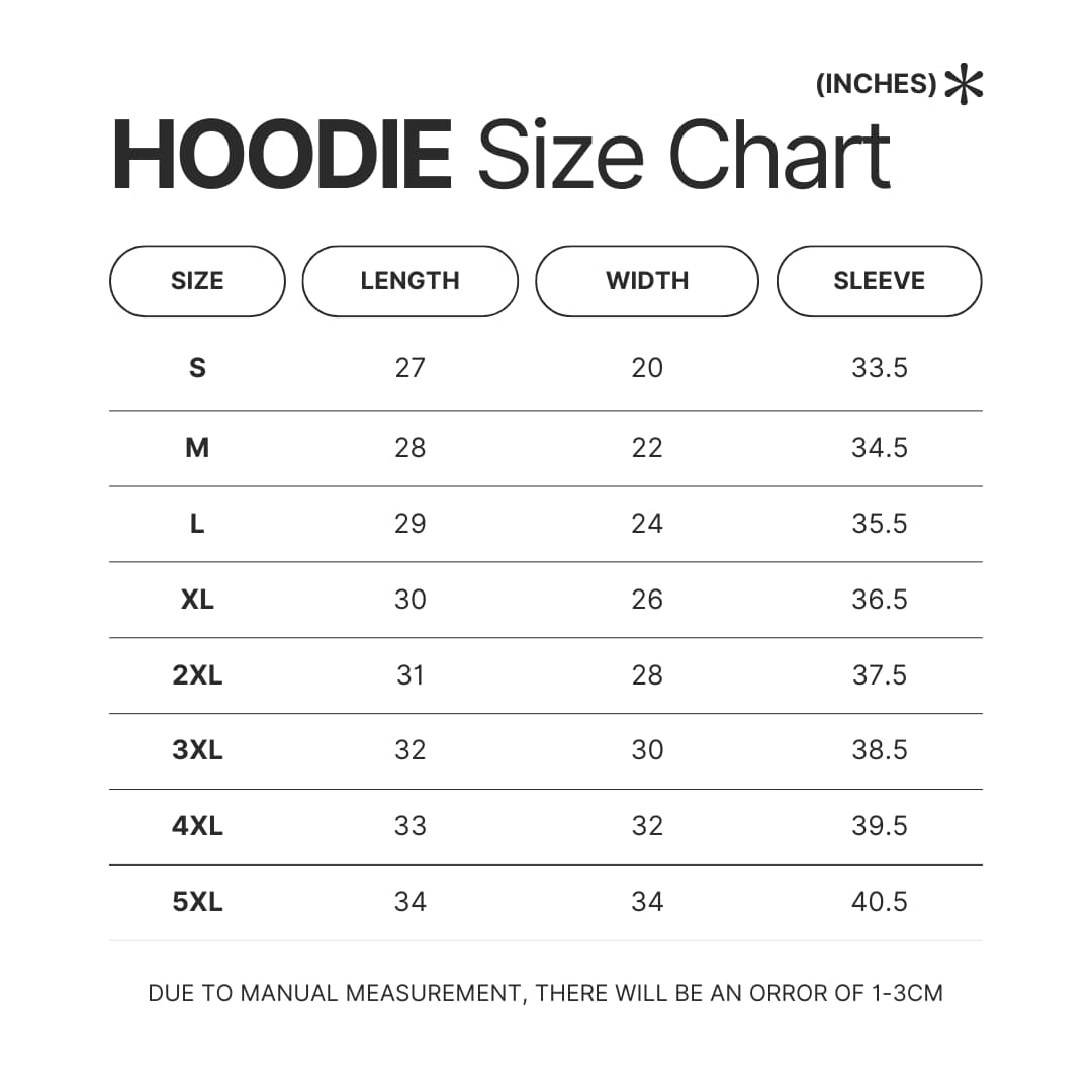 Hoodie Size Chart - Satisfactory Merch