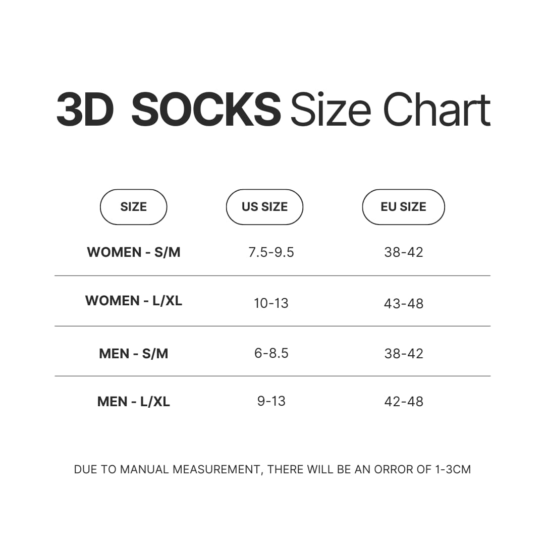 3D Socks Size Chart - Satisfactory Merch