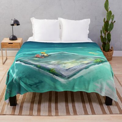 Satisfactory Alien Planet Raft Artwork Throw Blanket