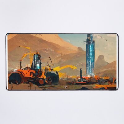 Satisfactory Futuristic Factory Scene Mouse Pad