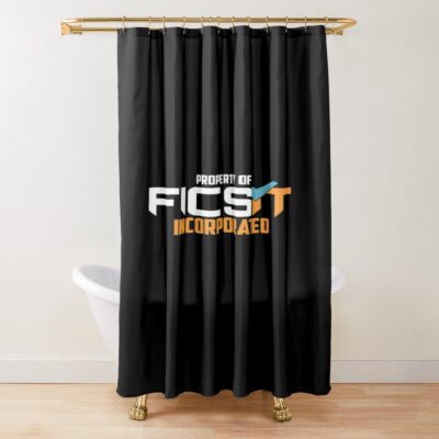 Satisfactory Ficsit Property Emblem Shower Curtain