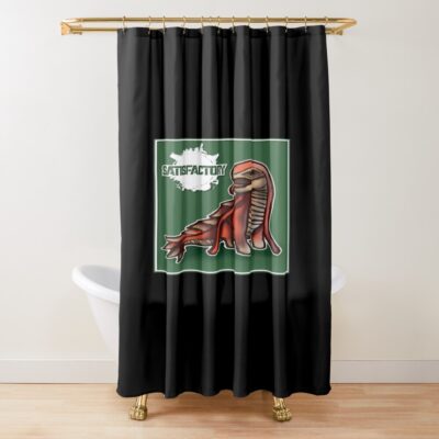 Satisfactory Friendly Lizard Doggo Shower Curtain