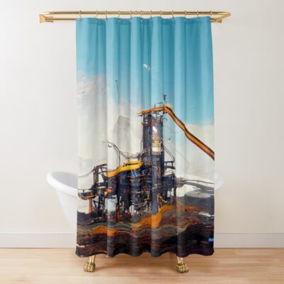 Satisfactory Industrial World Artwork Shower Curtain