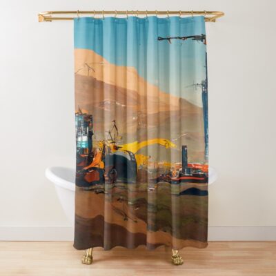 Satisfactory Scenic Factory Artwork Shower Curtain