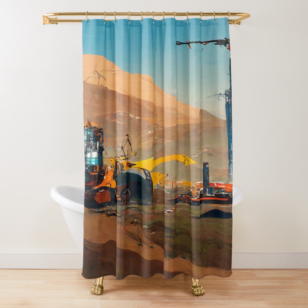 Satisfactory Scenic Factory Artwork Shower Curtain
