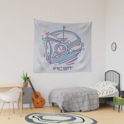 Satisfactory Neon Factory Aesthetic Tapestry