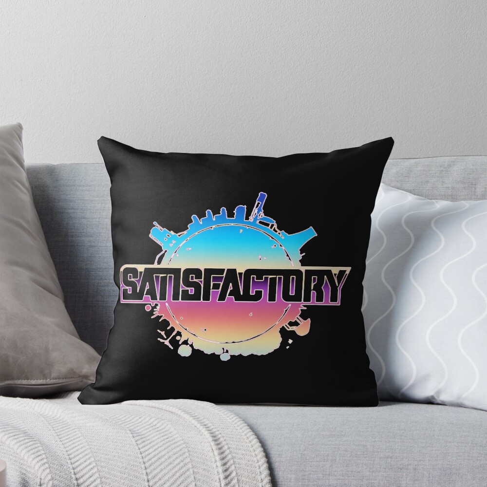 Satisfactory Early Access Logo Design Throw Pillow