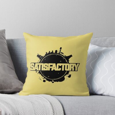Satisfactory Industrial Factory Design Throw Pillow
